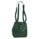CELINE Circle Schoudertas Leer Groen Goud Auth 170954A-1