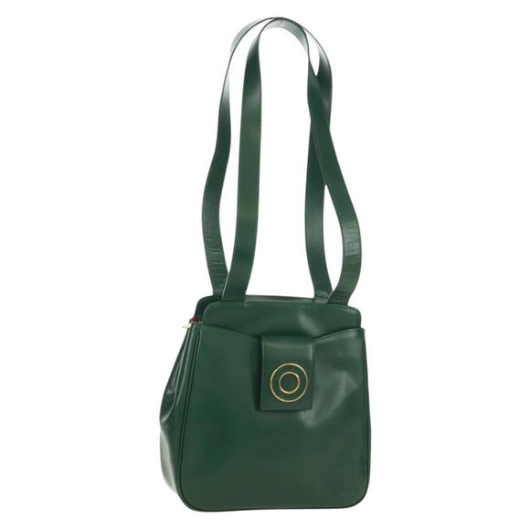 CELINE Circle Schoudertas Leer Groen Goud Auth 170954A