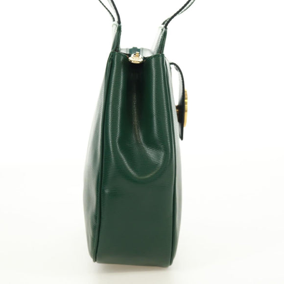 CELINE Circle Schoudertas Leer Groen Goud Auth 170954A