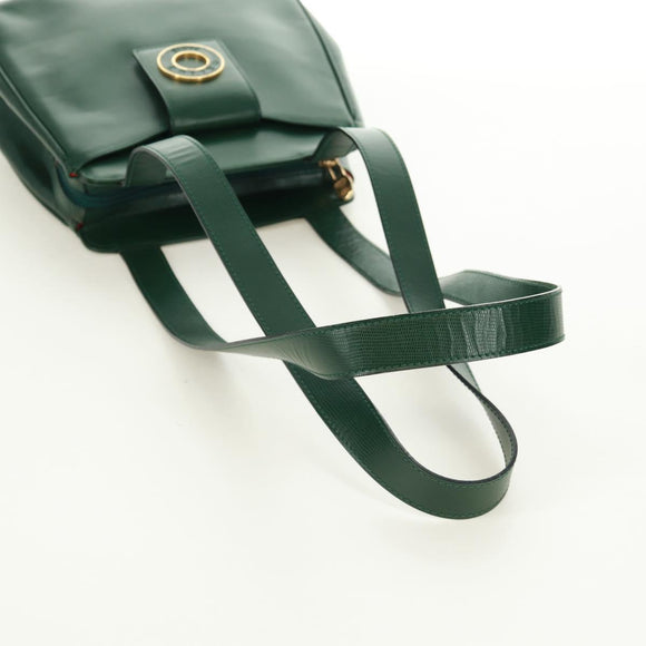 CELINE Circle Schoudertas Leer Groen Goud Auth 170954A