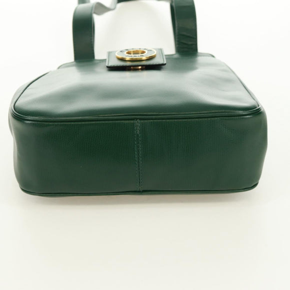 CELINE Circle Schoudertas Leer Groen Goud Auth 170954A
