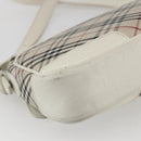 BURBERRY Nova Check Shoulder Bag Canvas Leather Beige White Silver Auth 170957-16