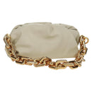 BOTTEGA VENETA Chain Shoulder Bag Leather White Gold Auth 170958V-1