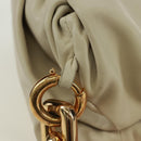 BOTTEGA VENETA Chain Shoulder Bag Leather White Gold Auth 170958V-10