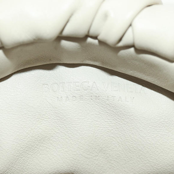 BOTTEGA VENETA Chain Shoulder Bag Leather White Gold Auth 170958V