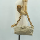 BOTTEGA VENETA Chain Shoulder Bag Leather White Gold Auth 170958V-21