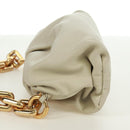 BOTTEGA VENETA Chain Shoulder Bag Leather White Gold Auth 170958V-3