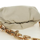 BOTTEGA VENETA Chain Shoulder Bag Leather White Gold Auth 170958V-6