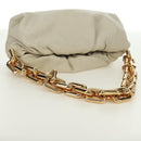 BOTTEGA VENETA Chain Shoulder Bag Leather White Gold Auth 170958V-7