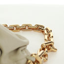 BOTTEGA VENETA Chain Shoulder Bag Leather White Gold Auth 170958V-14