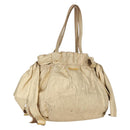 PRADA Hand Bag Leather Gold Auth 170966-1