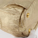PRADA Hand Bag Leather Gold Auth 170966-15