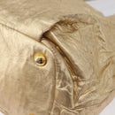PRADA Hand Bag Leather Gold Auth 170966-9