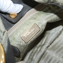 PRADA Shoulder Bag Nylon Leather Gold Light green Auth 170967-18