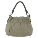PRADA Shoulder Bag Nylon Leather Gold Light green Auth 170967-2
