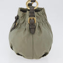 PRADA Shoulder Bag Nylon Leather Gold Light green Auth 170967-4