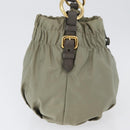 PRADA Shoulder Bag Nylon Leather Gold Light green Auth 170967-5