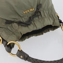 PRADA Shoulder Bag Nylon Leather Gold Light green Auth 170967-7