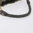 PRADA Shoulder Bag Nylon Leather Gold Light green Auth 170967-8