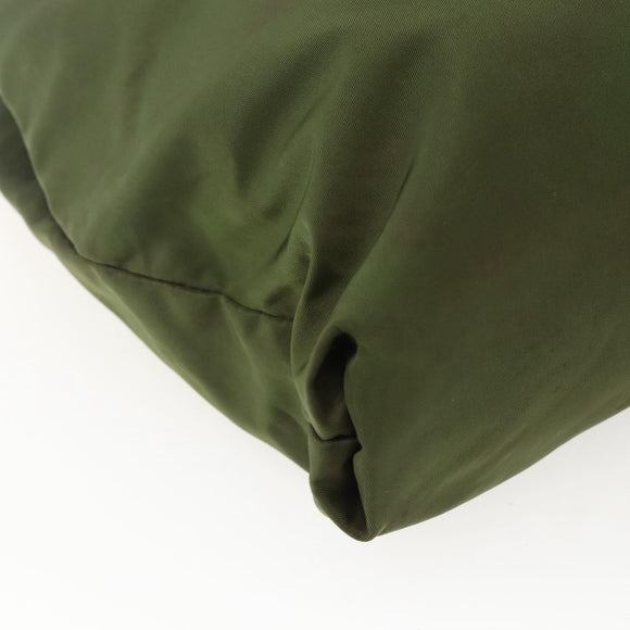 PRADA Tote Bag Nylon Khaki Silver Auth 170968