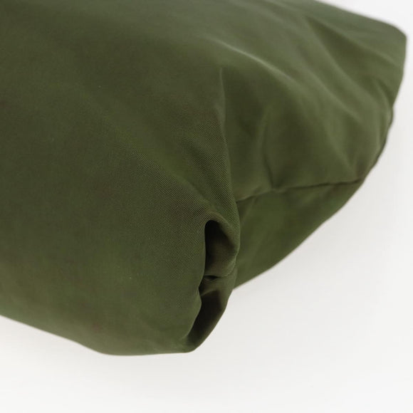 PRADA Tote Bag Nylon Khaki Silver Auth 170968