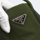 PRADA Tote Bag Nylon Khaki Silver Auth 170968-14