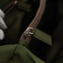 PRADA Tote Bag Nylon Khaki Silver Auth 170968-21