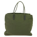 PRADA Tote Bag Nylon Khaki Silver Auth 170968-3