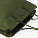 PRADA Tote Bag Nylon Khaki Silver Auth 170968-6