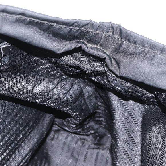 PRADA Hand Bag Nylon Black Gold Auth 170969