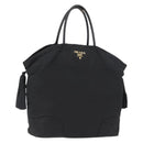 PRADA Hand Bag Nylon Black Gold Auth 170969-1