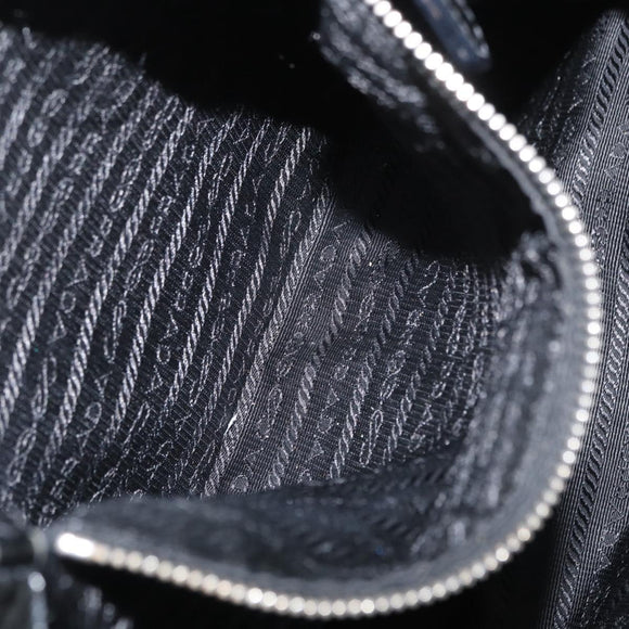 PRADA Hand Bag Nylon Black Gold Auth 170969
