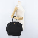PRADA Hand Bag Nylon Black Gold Auth 170969-24