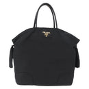 PRADA Hand Bag Nylon Black Gold Auth 170969-13