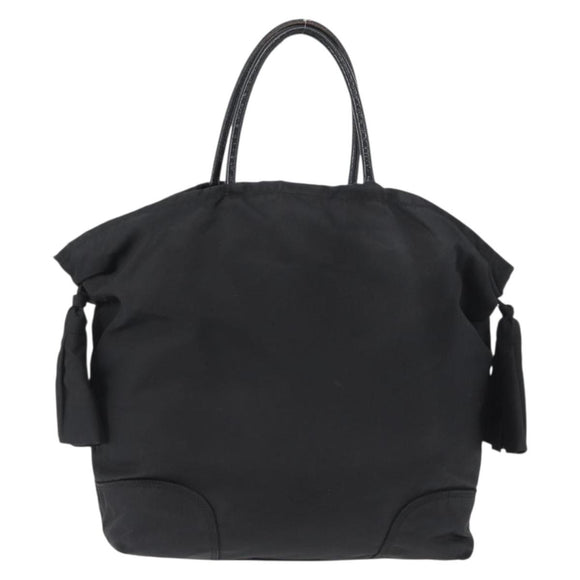 PRADA Hand Bag Nylon Black Gold Auth 170969