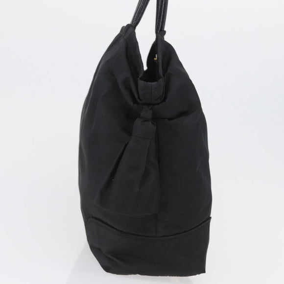 PRADA Hand Bag Nylon Black Gold Auth 170969