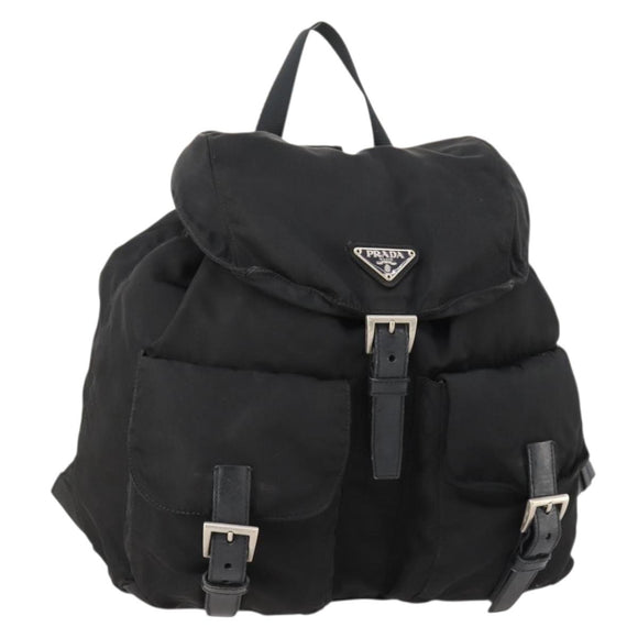 PRADA Backpack Nylon Black Silver Auth 170972