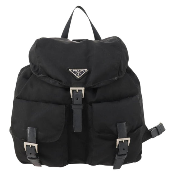 PRADA Backpack Nylon Black Silver Auth 170972