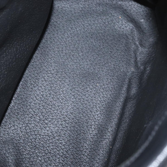 CELINE Circle Shoulder Bag Leather Black Gold Auth 170992