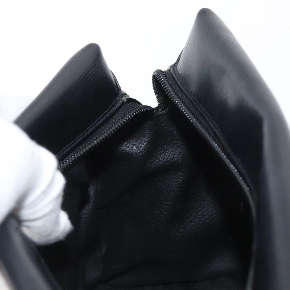 CELINE Circle Shoulder Bag Leather Black Gold Auth 170992