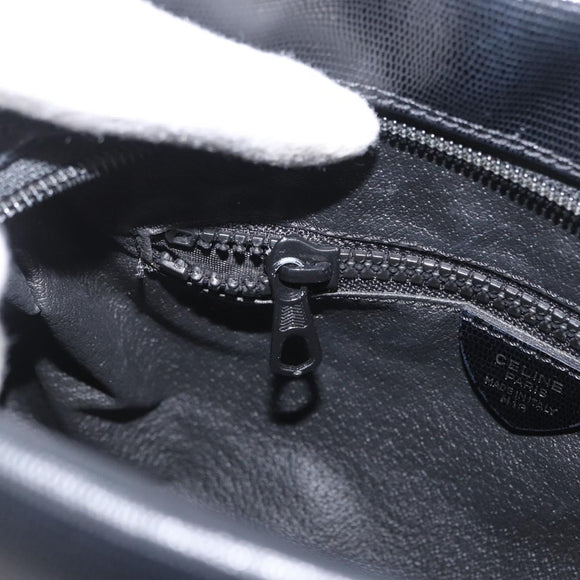 CELINE Circle Shoulder Bag Leather Black Gold Auth 170992