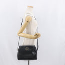 CELINE Circle Shoulder Bag Leather Black Gold Auth 170992-23