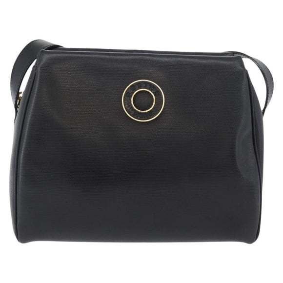 CELINE Cirkel Schoudertas Leer Zwart Goud Auth 170992