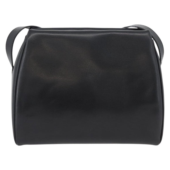 CELINE Circle Shoulder Bag Leather Black Gold Auth 170992