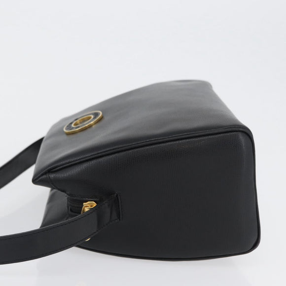 CELINE Circle Shoulder Bag Leather Black Gold Auth 170992