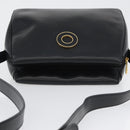 CELINE Circle Shoulder Bag Leather Black Gold Auth 170992-6