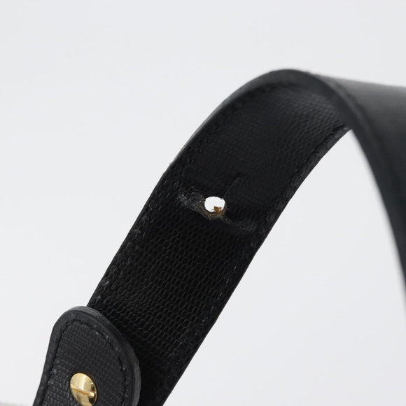 CELINE Circle Shoulder Bag Leather Black Gold Auth 170992