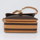 CELINE Macadam Canvas Shoulder Bag PVC Leather Brown Gold Auth 170993-5