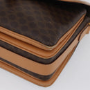 CELINE Macadam Canvas Shoulder Bag PVC Leather Brown Gold Auth 170993-15