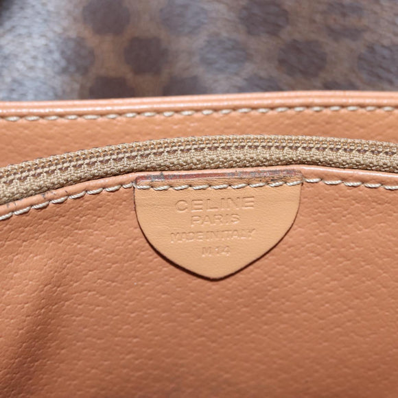 CELINE Macadam Canvas Shoulder Bag PVC Leather Brown Gold Auth 170993